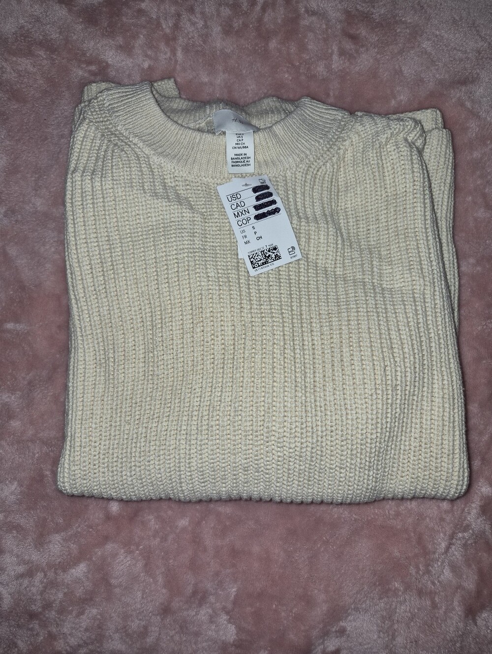 H&M Women's Oversized Crewneck Ribbed Knit Sweater - Cream